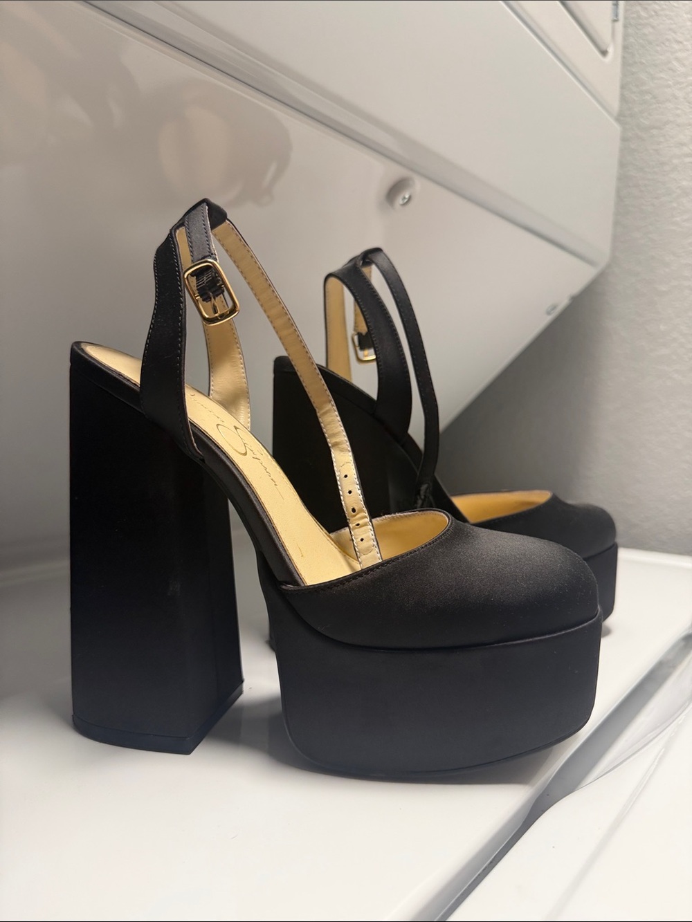 Jessica Simpson Black Platform Slingback Pumps
